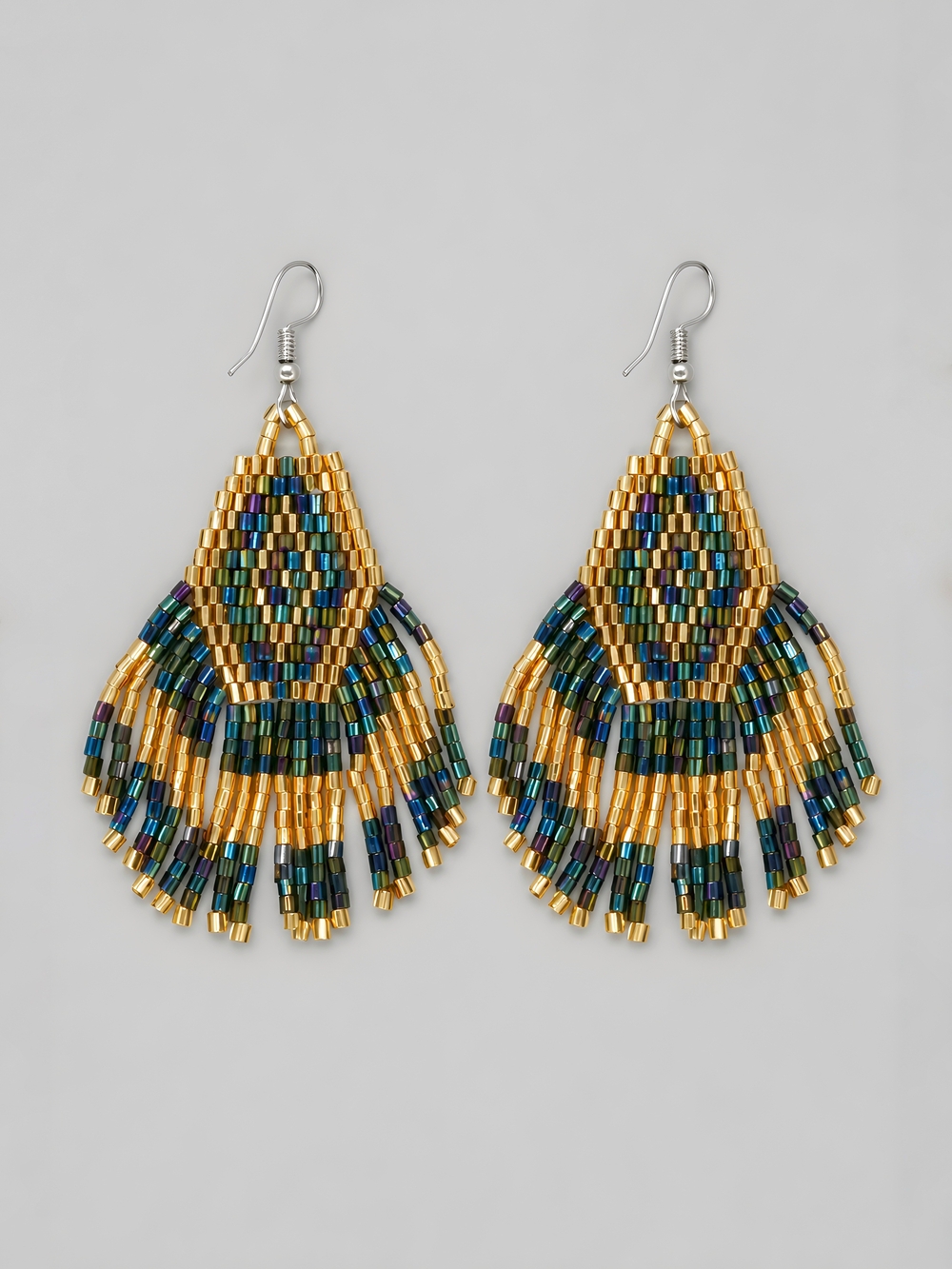 Willow Boho Fringe Beaded Earrings Southwest Handmade Seed Bead 70's Festival